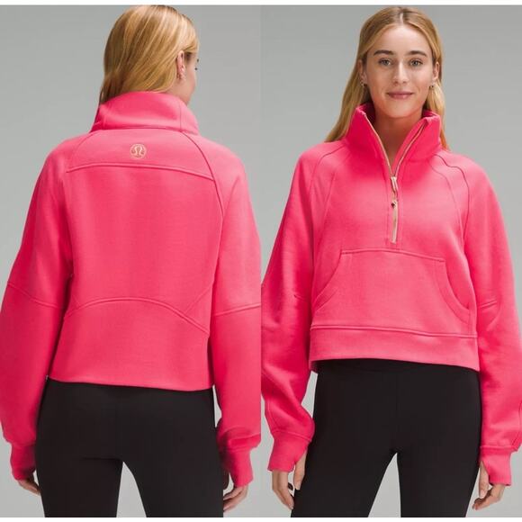 Lululemon Scuba Oversized Funnel-Neck Half Zip Gold Zipper Logo Glaze Pink XS/S - Picture 1 of 12